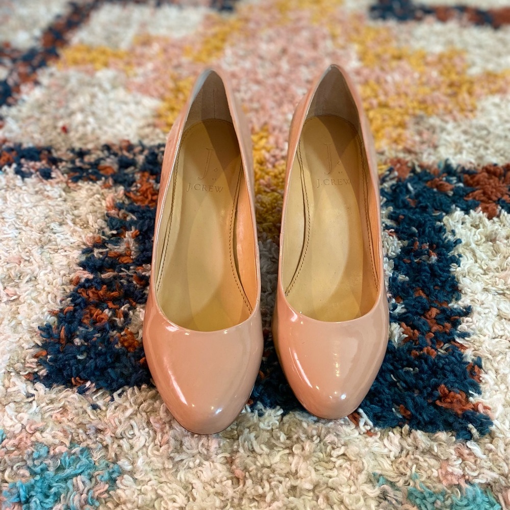 J. crew pink patent leather Wedge heels size 7.5